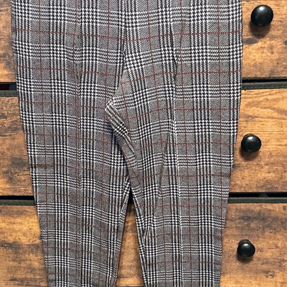 Plaid Trousers in Black, White, and Red